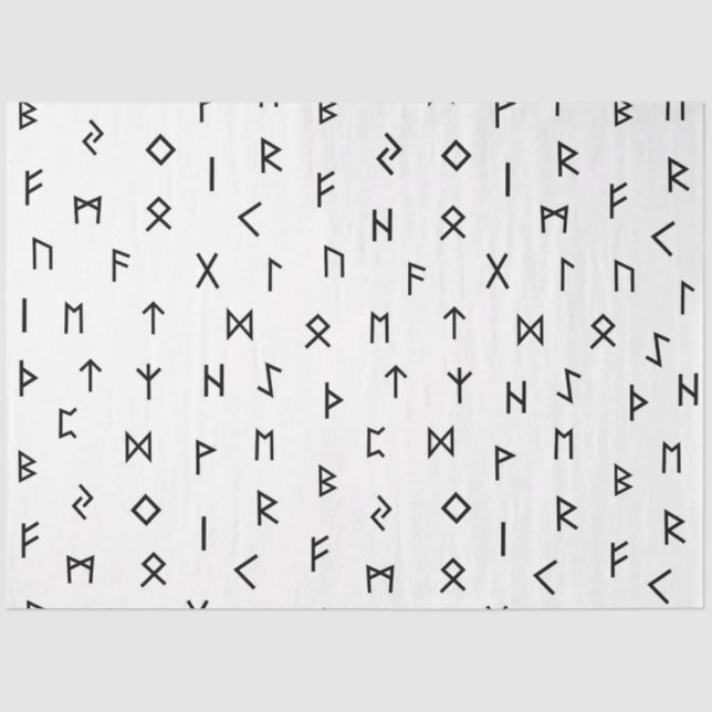 Papier Mousseline Runes viking noires sur Arrière - plan blanc (Recto)