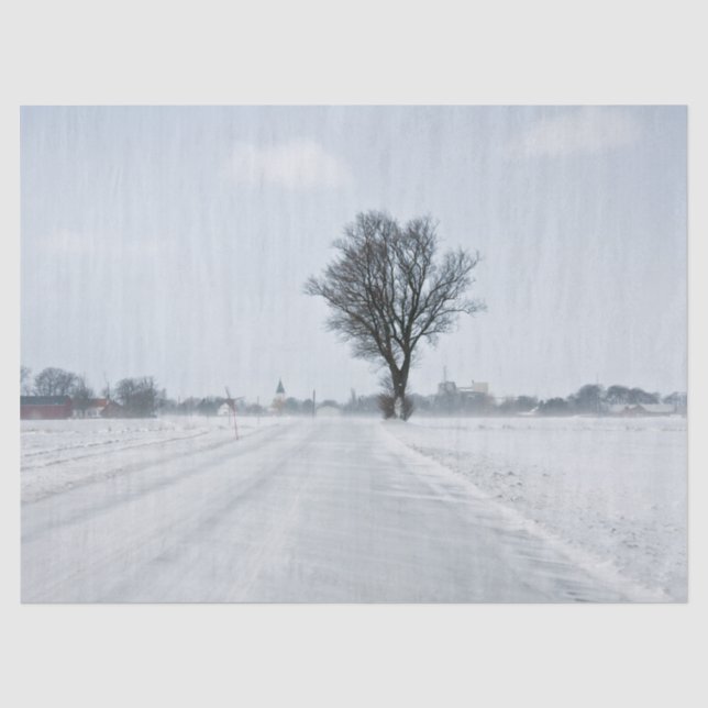 Papier Mousseline Rural winter road (Recto)