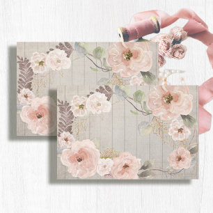 Papier Mousseline Russe Floral Boho Rose Aquarelle Bois
