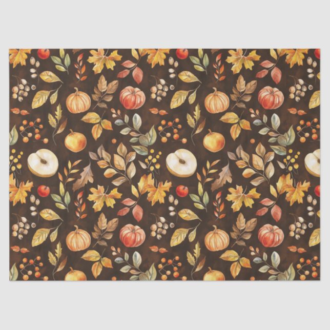 Papier Mousseline Russe Halloween Automne Feuilles Citrouille (Recto)