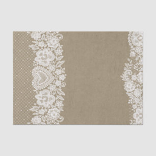Papier Mousseline Russe Kraft & Lace Farmhouse Barn Chic