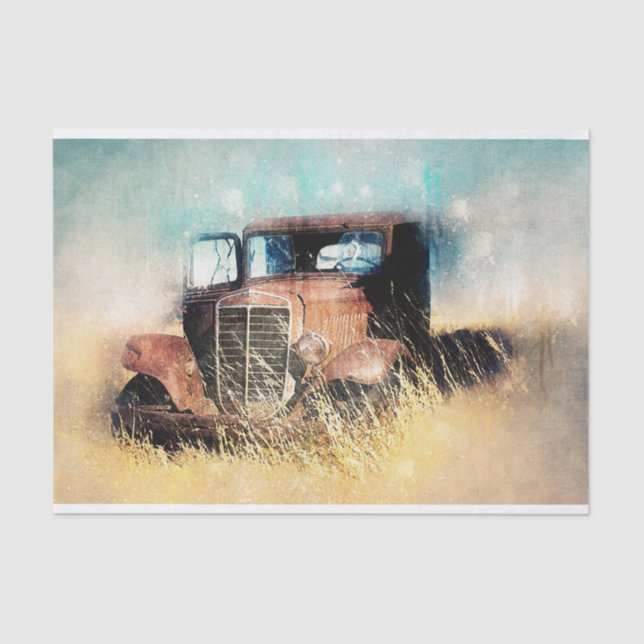 Papier Mousseline Russe Vieux Camion Vintage Découpage (Recto)