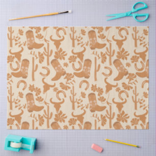 Papier Mousseline Russe Western Earth Tone Country Cowboy Bottes