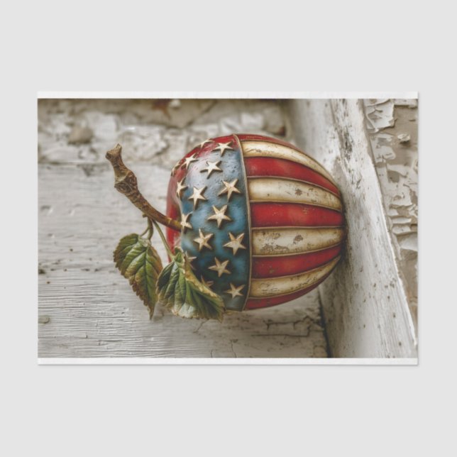 Papier Mousseline Rustic Apple, American Flag Design DT5R Découpage (Recto)