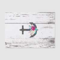 Rustic Beach Anchor & Bold Floral Summer Nautical
