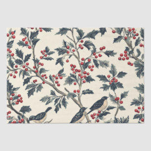 Papier Mousseline Rustic Bird et Poinsettia Motif de Noël (18)