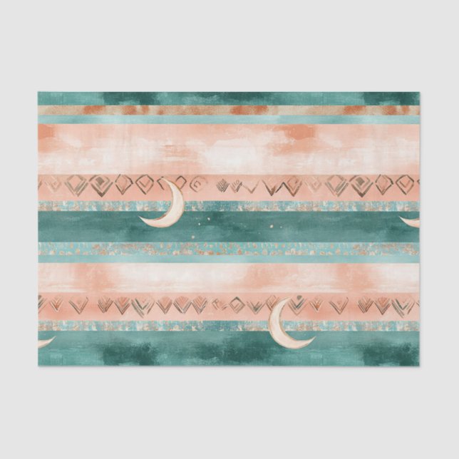 Papier Mousseline Rustic Celestial Stripe Moon Sun Earthy (8) (Recto)