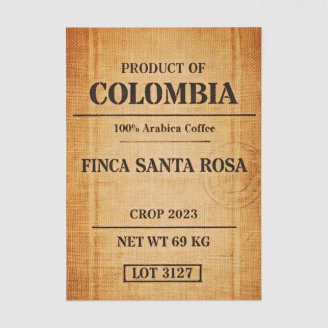 Papier Mousseline Rustic Colombian Coffee Burlap Sack FC6 Decoupage (Recto)
