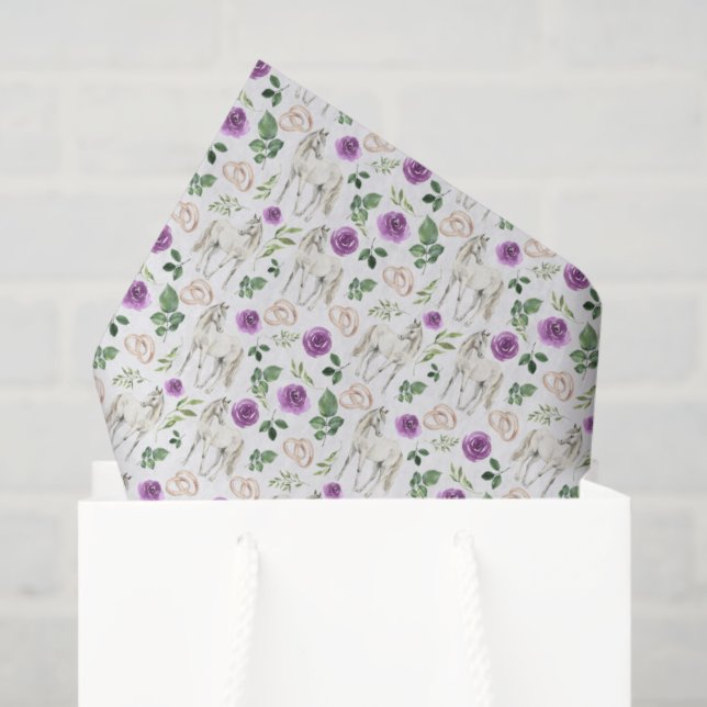Papier Mousseline Rustic Equestrian Floral Purple Tissue Paper (Sac cadeau)