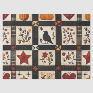 Papier Mousseline Rustic Fall Quilt Motif Patchwork agricole