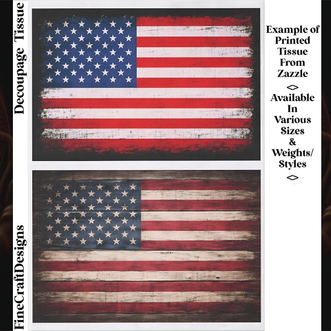 Papier Mousseline Rustic & Grunge American Flag Pair EW9 Decoupage (Créateur téléchargé)