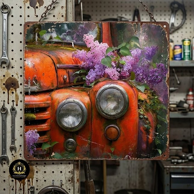 Papier Mousseline Rustic Orange Lilac Truck Decoupage (Créateur téléchargé)