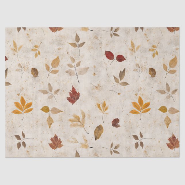 Papier Mousseline Rustic Pressed Leaves Pattern –Autumn Botanical 10 (Recto)