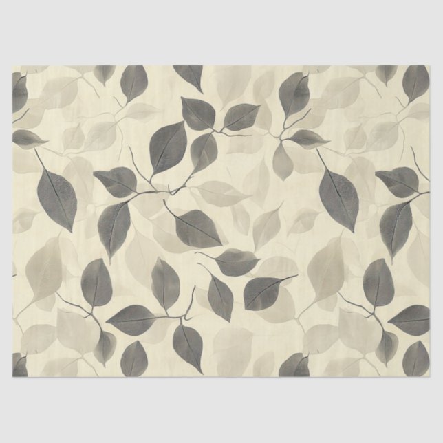 Papier Mousseline Rustic Pressed Leaves Pattern – Autumn Botanical 7 (Recto)