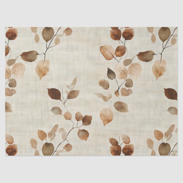 Papier Mousseline Rustic Pressed Leaves Pattern – Autumn Botanical 9 (Recto)