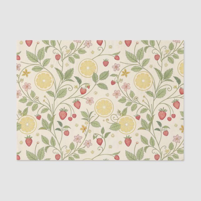 Papier Mousseline Rustic Strawberry & Citrus Earthy Pattern (1) (Recto)