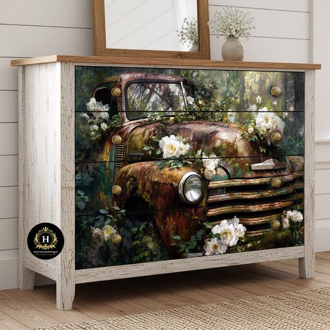 Papier Mousseline Rustic Woodland Rose Truck Decoupage (Créateur téléchargé)