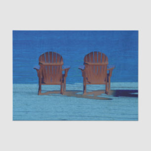 Papier Mousseline Rustique Adirondack Brown Plages Chaises Bleu Océa