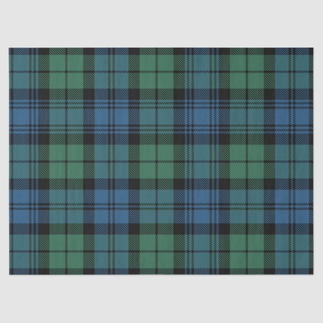 Papier Mousseline Rustique Campbell Plaid Blue Green Tartan (Recto)