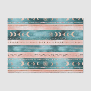Papier Mousseline Rustique Celeste Rayure Lune Soleil Terreux