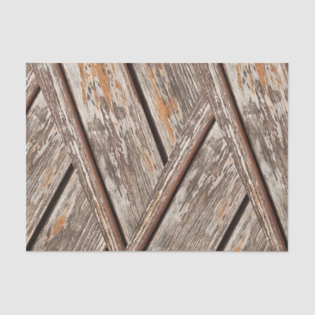 Papier Mousseline Rustique Chic Chevron Texture géométrique en bois (Recto)