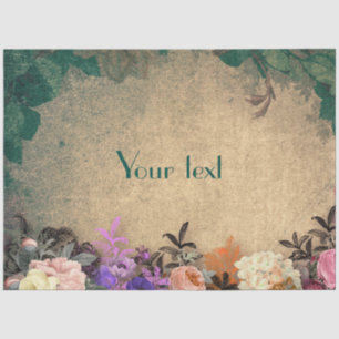 Papier Mousseline rustique chic, pays français, motif floral, tendan