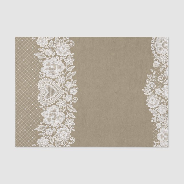 Papier Mousseline Rustique Kraft & Dentelle Fermière Chic de Grange (Recto)