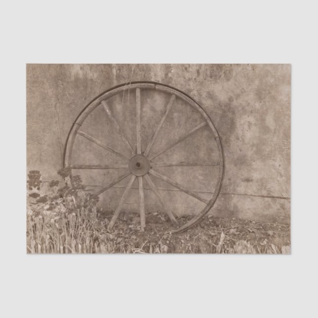 Papier Mousseline Rustique Ouest Sepia Tone Pays Wagon Wheel (Recto)