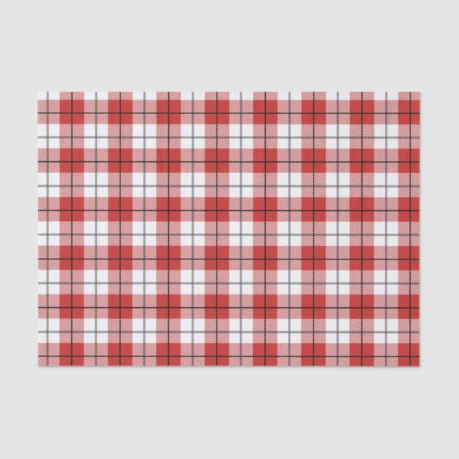 Papier Mousseline Rustique Pays Rouge Blanc et noir Flannel Motif (Recto)