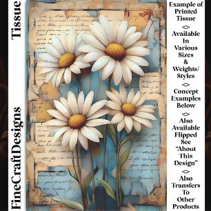 Papier Mousseline Rustique Shabby Chic Fleurs Blanches DB5R Découpag