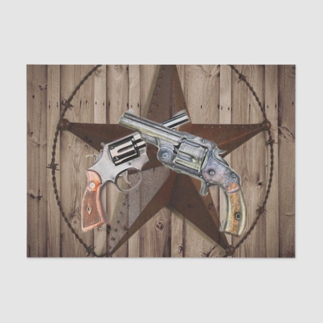 Papier Mousseline rustique texas star cowboy western country pistole (Recto)