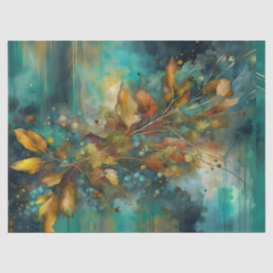 Papier Mousseline Rustique Turquoise automne Sprig feuille floral