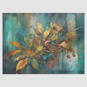 Papier Mousseline Rustique Turquoise automne Sprig feuille floral