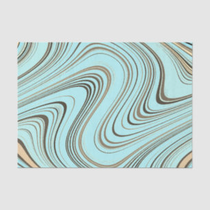 Papier Mousseline Rustique Turquoise et Or Courbe