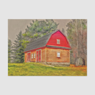 Papier Mousseline Rustique Vintage Pays Peint Art Rouge Grange