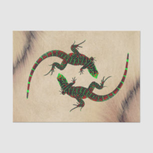 Papier Mousseline Rustique Yin Yang Lizards