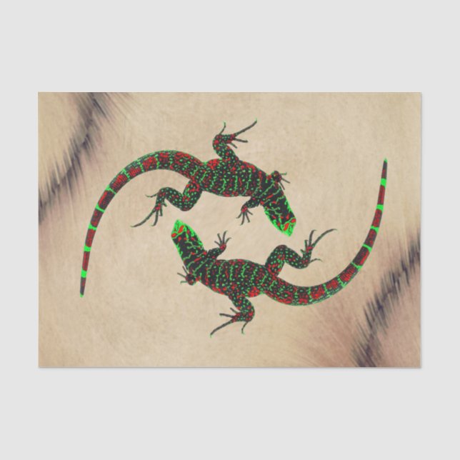 Papier Mousseline Rustique Yin Yang Lizards (Recto)