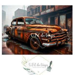 Papier Mousseline Rusty old car no3 post-apocallyptic Tissue paper 