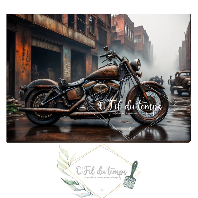 Papier Mousseline Rusty old motorbike post-apocallyptic Tissue paper (Créateur téléchargé)