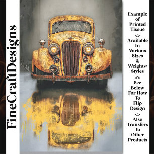 Papier Mousseline Rusty Retro Jaune Voiture Fictionnelle AU7 Découpa