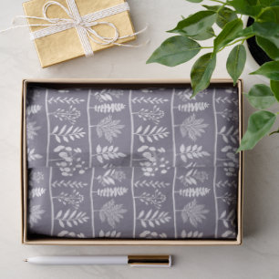 Papier Mousseline Rythme Botanique Petites Silhouettes Lila Profond