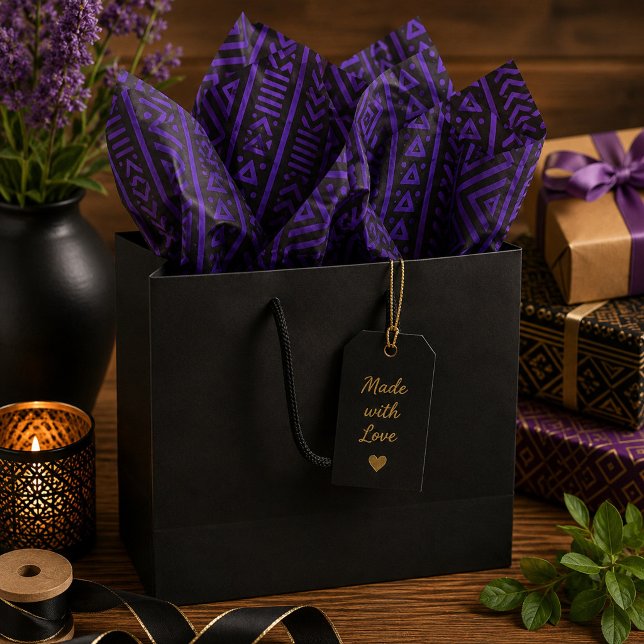 Papier Mousseline Rythmes d'Afrique Violet et Noir  (Créateur téléchargé)