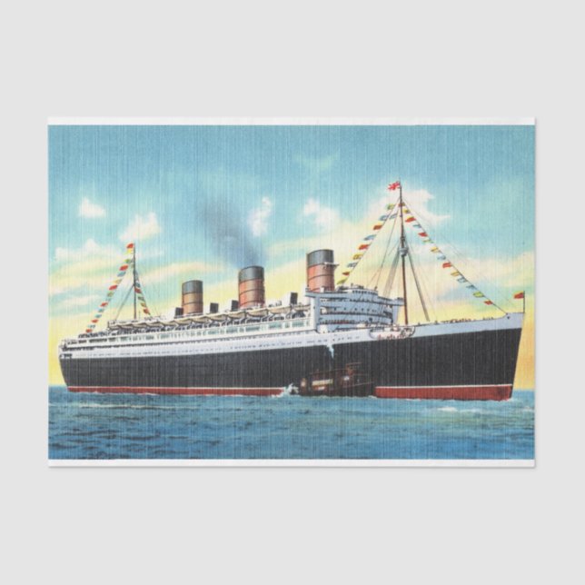 Papier Mousseline S. S. Queen Mary (1930-1945) Ocean Liner (Recto)