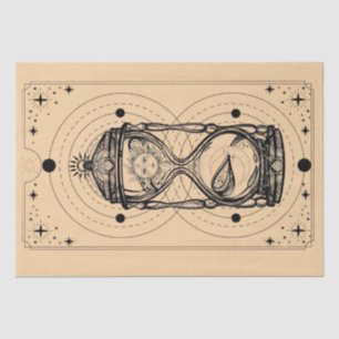 Papier Mousseline Sable de temps Lune de soleil heure Carte de tarot