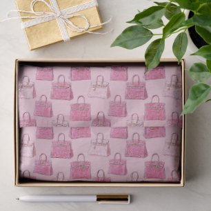 Papier Mousseline Sac à main crocodile rose motif mode sur fard à jo