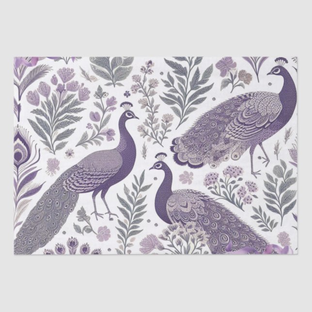 Papier Mousseline Sac cadeau Toile Peacock Violet (Recto)