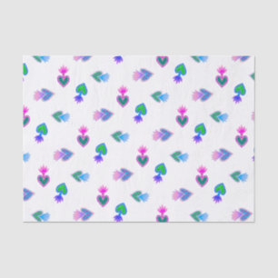 Papier Mousseline Sacred Hearts Catholiques Folk Bleu Rouge