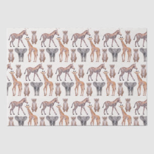 Papier Mousseline Safari Baby Animals Motif