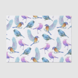 Papier Mousseline Safari d'aquarelle : Oiseaux (Customizeable BG)