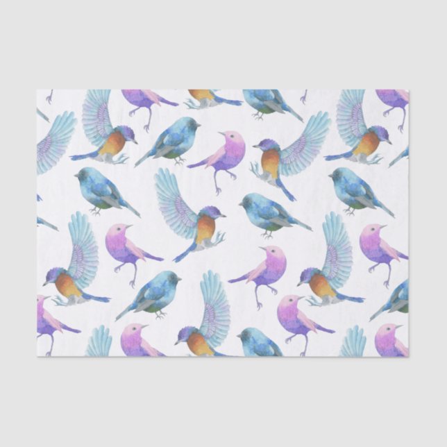 Papier Mousseline Safari d'aquarelle : Oiseaux (Customizeable BG) (Recto)